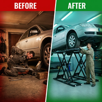 Authentic Portable Car Lift 7000LBS Automatic Jack System 10.2-26.8" Home Garage — Before & After