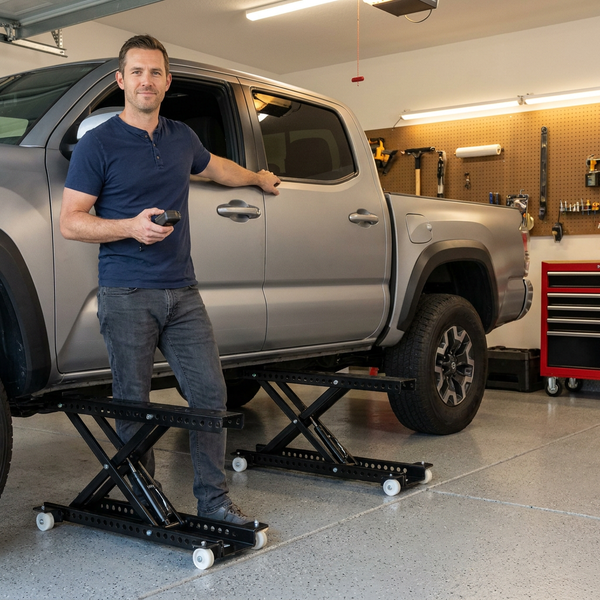 Portable Car Lift Built for Home Garage Use, 7000LB Capacity, Automatic Jack System, Q235B Carbon Steel